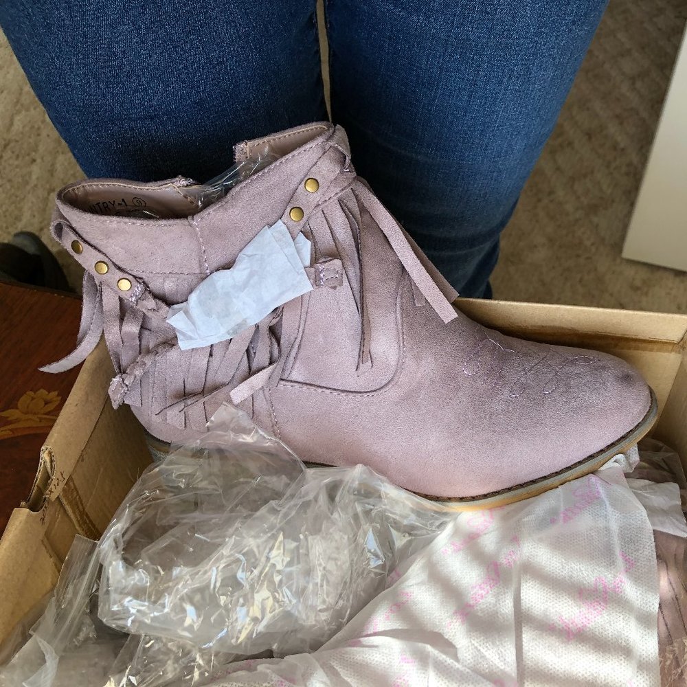 Lilac Faux Suede Booties